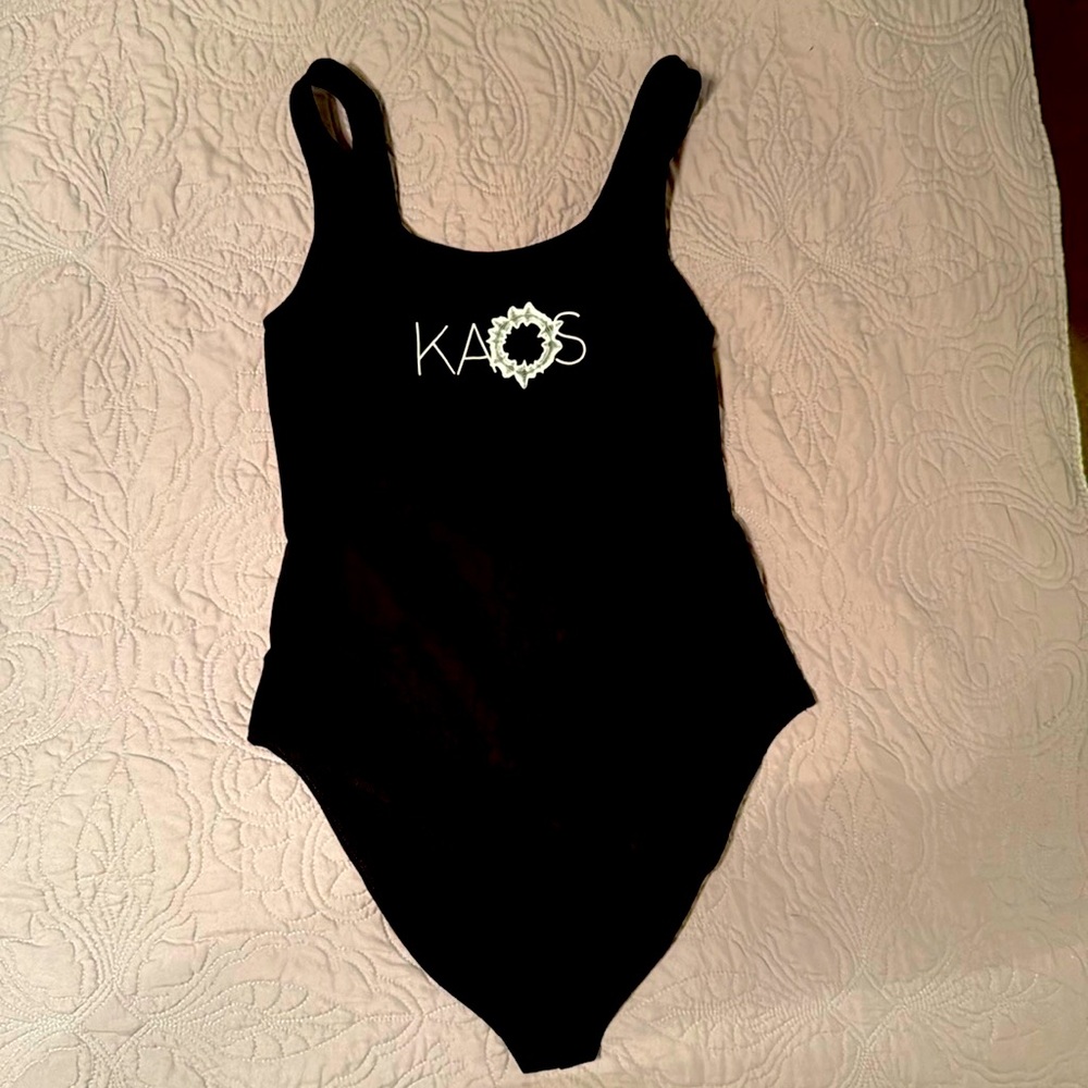 Palms Casino Las Vegas Kaos Nightclub Bodysuit sz L Black One Piece Leotard